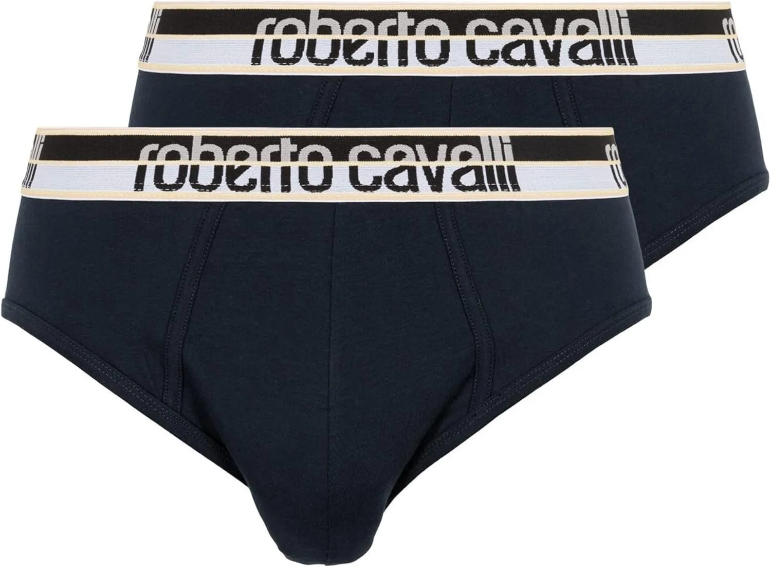 ROBERTO CAVALLI Navy Blue Cotton Jersey Stretch Brief Slip-2-Pack- for mens