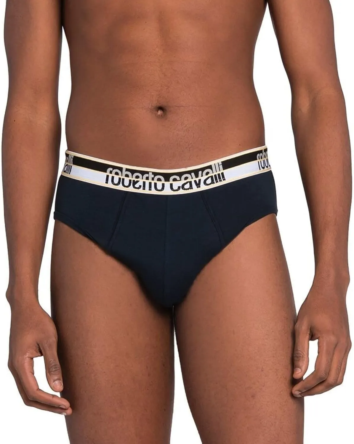 ROBERTO CAVALLI Navy Blue Cotton Jersey Stretch Brief Slip-2-Pack- for mens