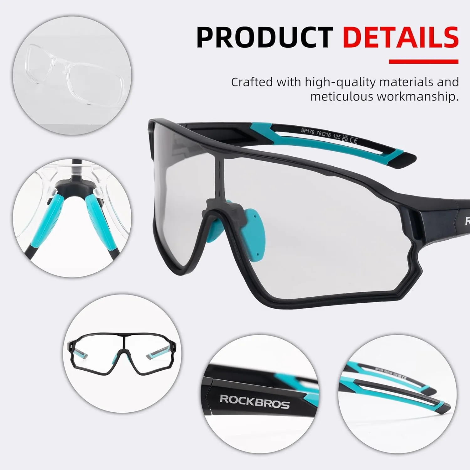 ROCKBROS Photochromic Sunglasses for Men Cycling Sunglasses Sports Bike Glasses