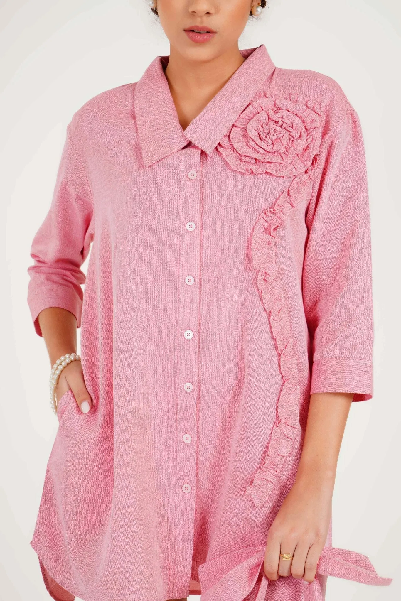 Ruffled Shirt Dress