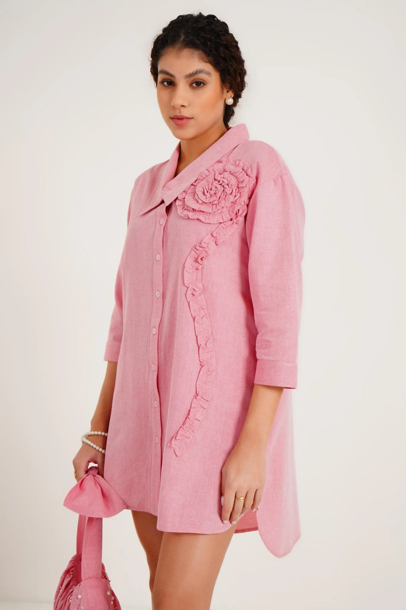 Ruffled Shirt Dress