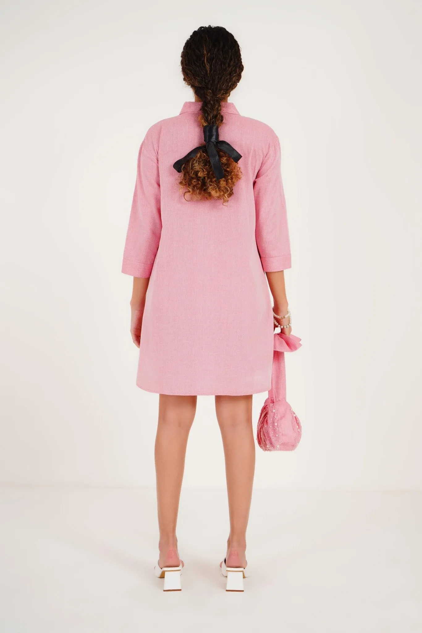 Ruffled Shirt Dress