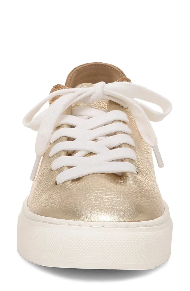 Sam Top Poppy Lace-Up Wide array Low Sneakers Platform Flats Leather Gold Chunky Edelman Enormous discount