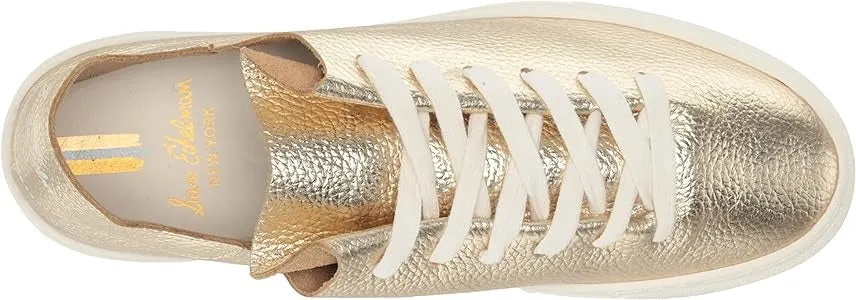Sam Top Poppy Lace-Up Wide array Low Sneakers Platform Flats Leather Gold Chunky Edelman Enormous discount