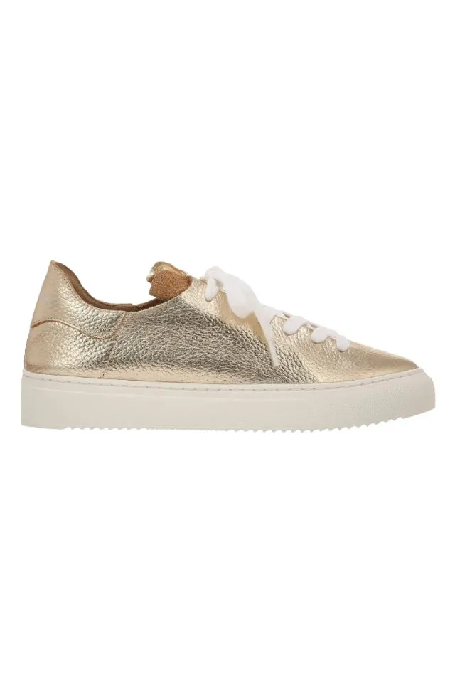 Sam Top Poppy Lace-Up Wide array Low Sneakers Platform Flats Leather Gold Chunky Edelman Enormous discount