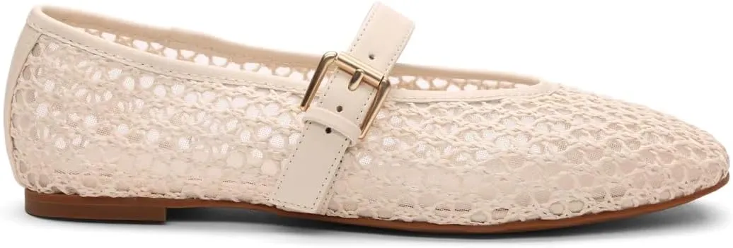 Sanctuary Women's Gia Mary Jane Flats-Crochet Knit, Slip-on, Memory Foam Cushioning, Flexible Rubber Outsole