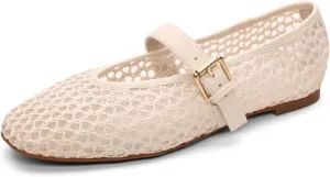 Sanctuary Women's Gia Mary Jane Flats-Crochet Knit, Slip-on, Memory Foam Cushioning, Flexible Rubber Outsole