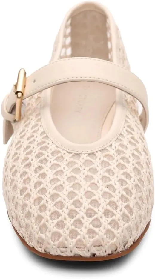 Sanctuary Women's Gia Mary Jane Flats-Crochet Knit, Slip-on, Memory Foam Cushioning, Flexible Rubber Outsole
