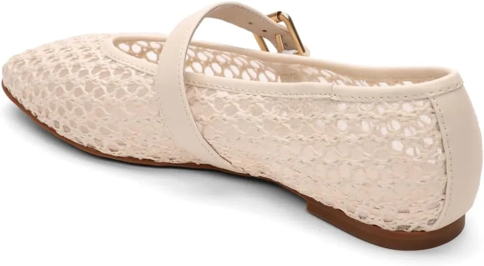 Sanctuary Women's Gia Mary Jane Flats-Crochet Knit, Slip-on, Memory Foam Cushioning, Flexible Rubber Outsole