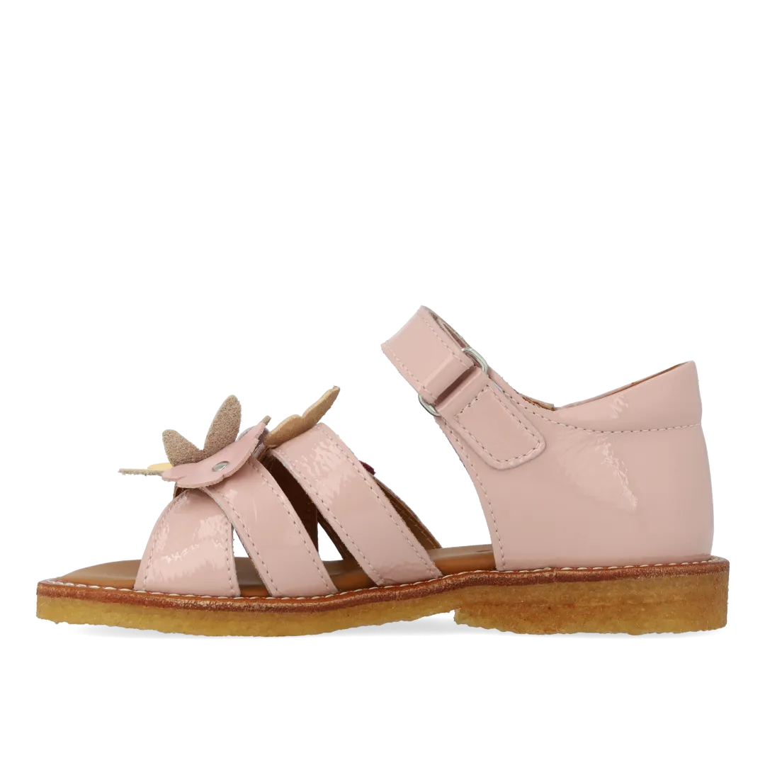 Sandal with multicoloured floral applications