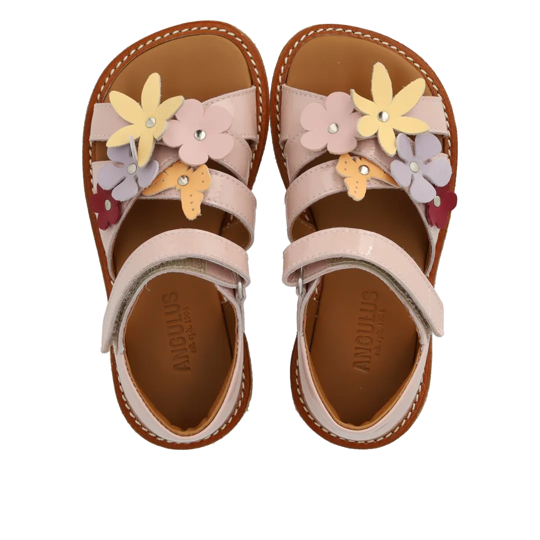 Sandal with multicoloured floral applications