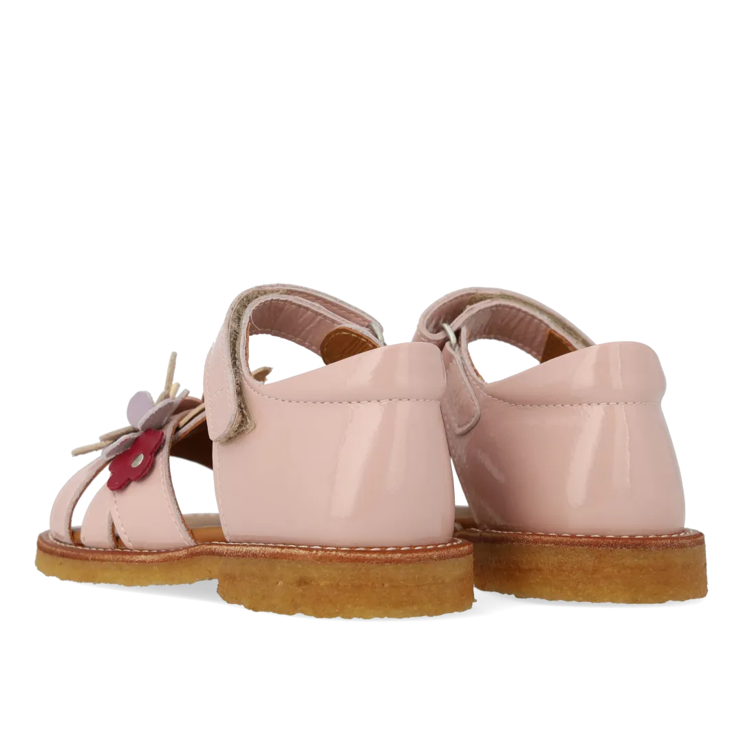 Sandal with multicoloured floral applications