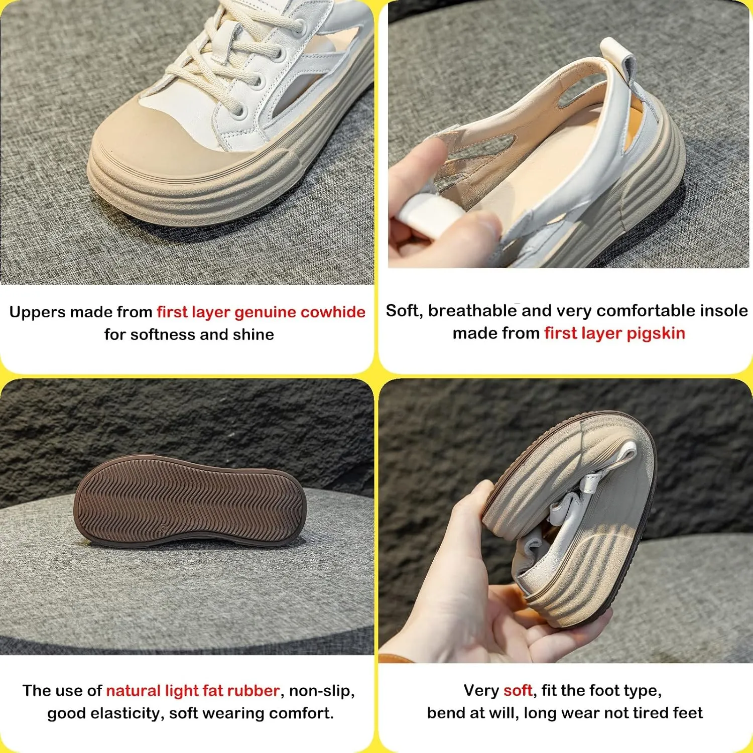 Sandals for Women Genuine Leather Skeleton Sneakers Casual Hiking Athletic Sandals Dressy Chunky Sandals For Summer