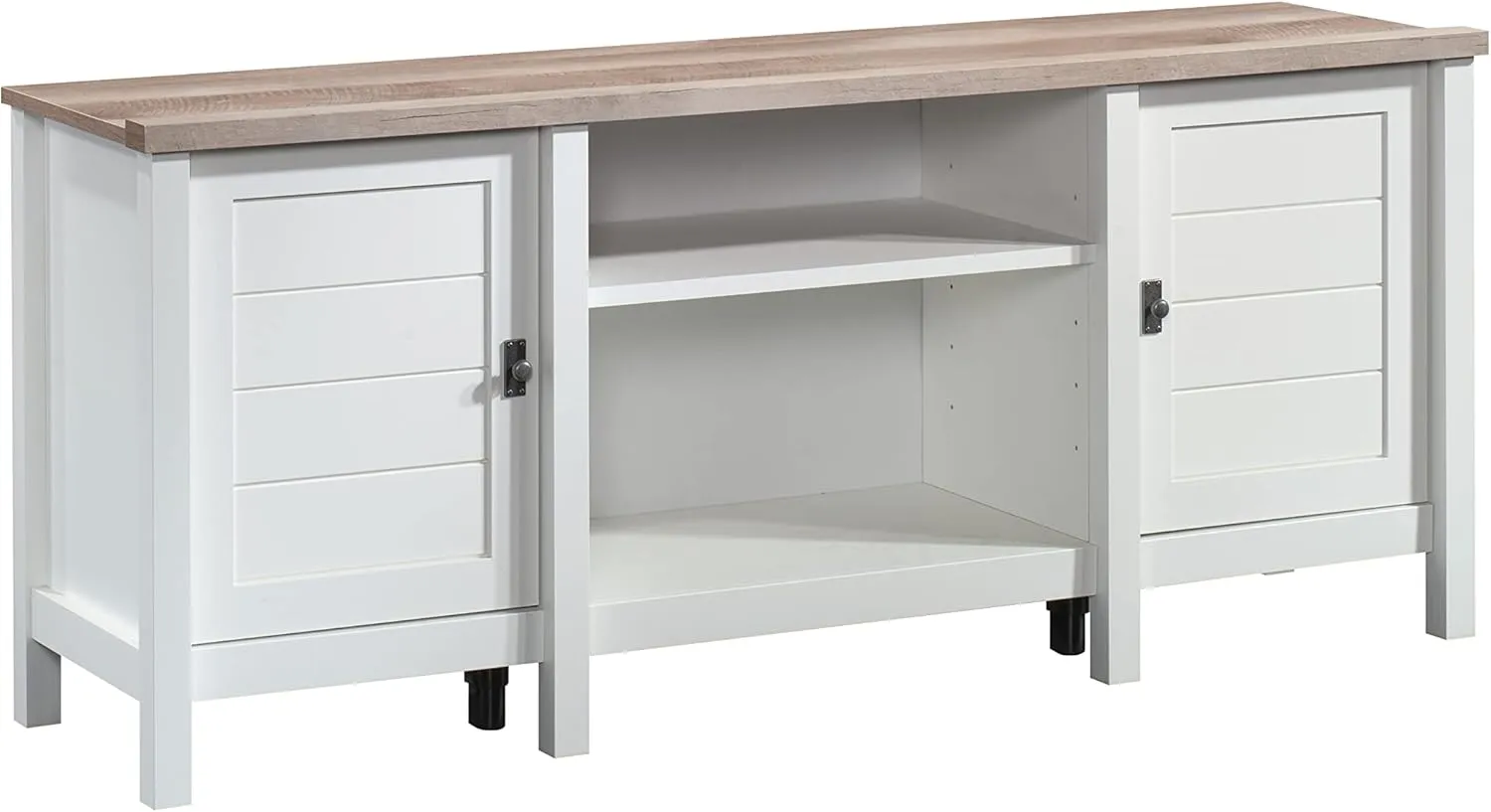 Sauder Cottage Road TV Credenza with Doors, for TV's up to 65", Soft White Finish