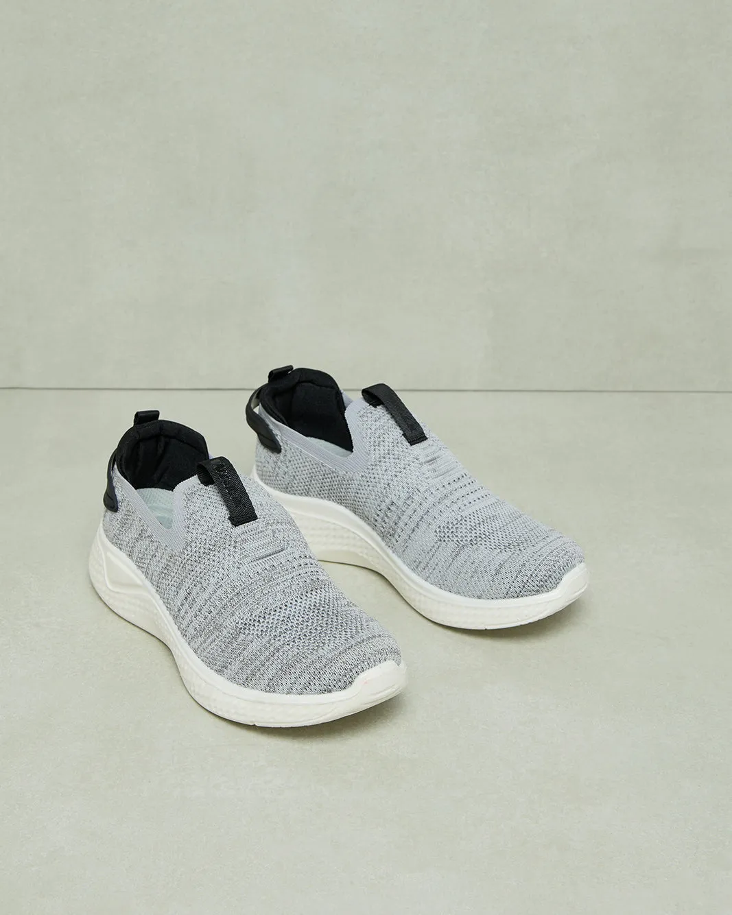 Senior Boys Grey Knitted Slip-On