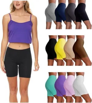 Sexy Basics Womens 12 Pack Cotton Stretch Boyshort Bike Shorts | Yoga, Slip-Short, Boxer-Briefs