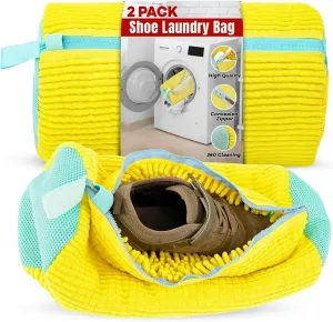 Shoe Washing Machine Bag: Reusable Shoe Laundry Bag for Washer & Dryer, Gentle Cleaning for Sneakers, Gym, and Delicate Shoes, Anti-Scratch Hidden Zipper (2PCS)