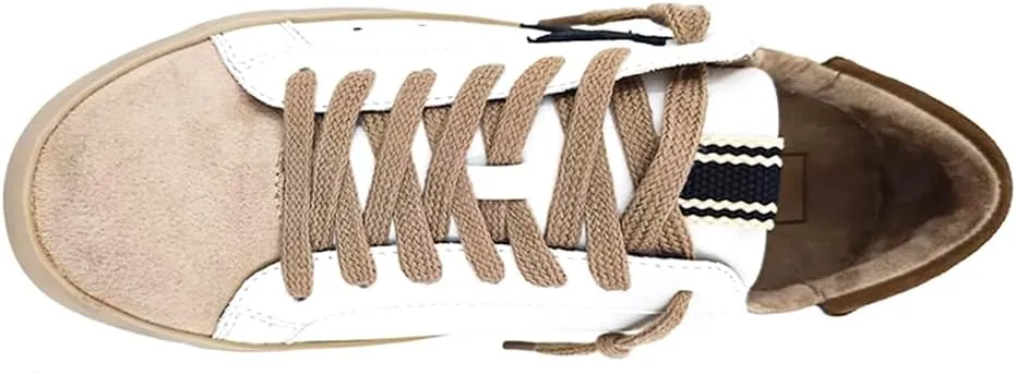 Shu Shop Womens Pamela Lace Up Sneakers Shoes Casual - Beige, Brown, White