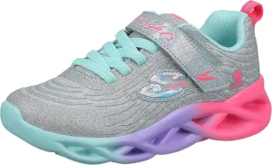 Skechers Kids Girls Twisty Brights-Color Radiant Sneaker, Silver/Multi, 11.5 Little Kid
