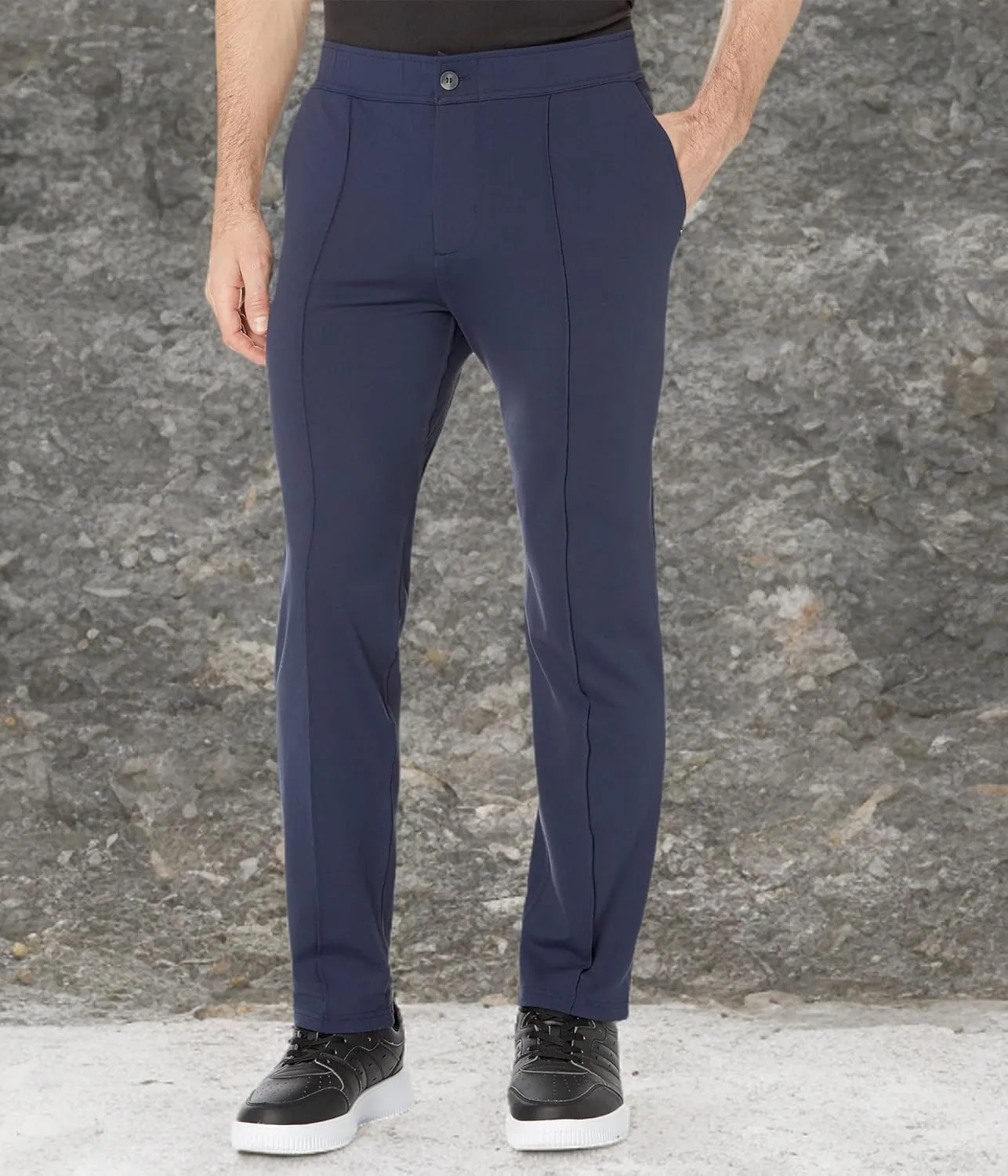 Skechers Men's Go Walk Slip Ins Stretchable Straight Leg Pintuck Zip Fly Pants