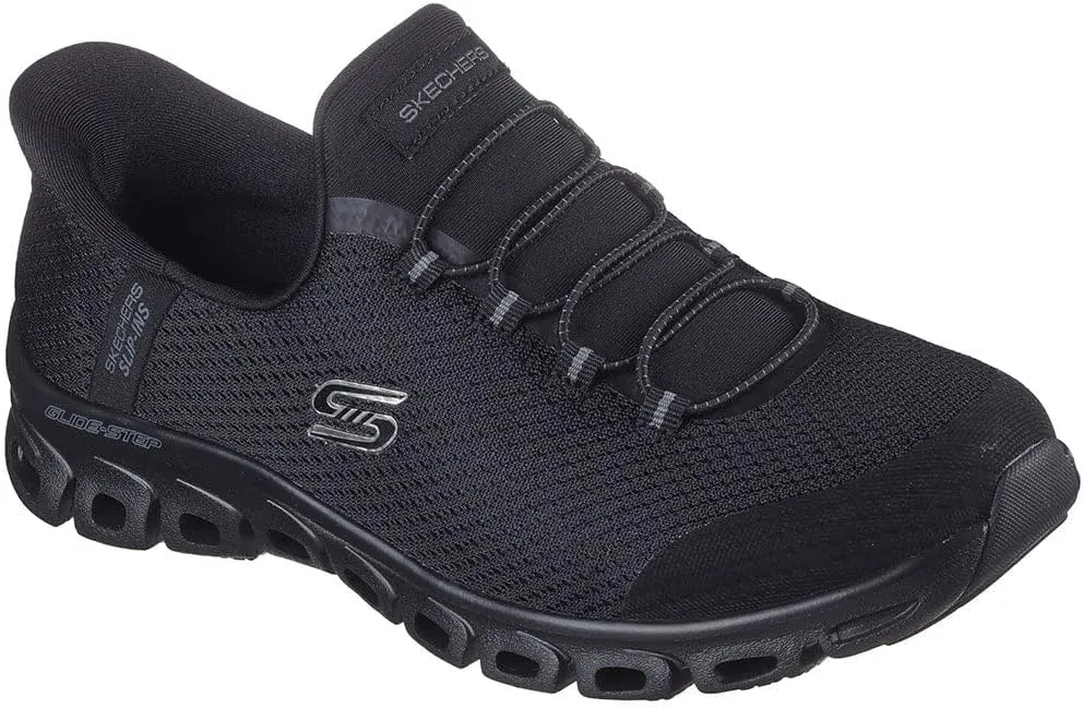Skechers Women's Glide-Step-Pursuit Hands Free Slip-INS Sneaker, BBK=Black/Black, 7 Wide
