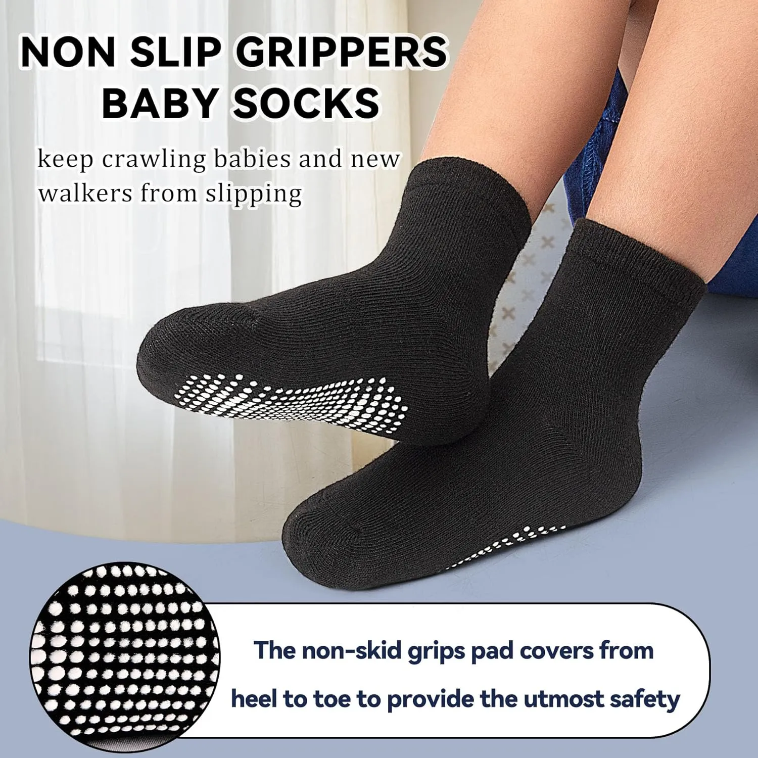 SkiBeaut 20 Pairs Toddler Socks Baby Boys Girls Grips Non Slips Kid Gripper Toddlers Crew Socks for 0-7 Years