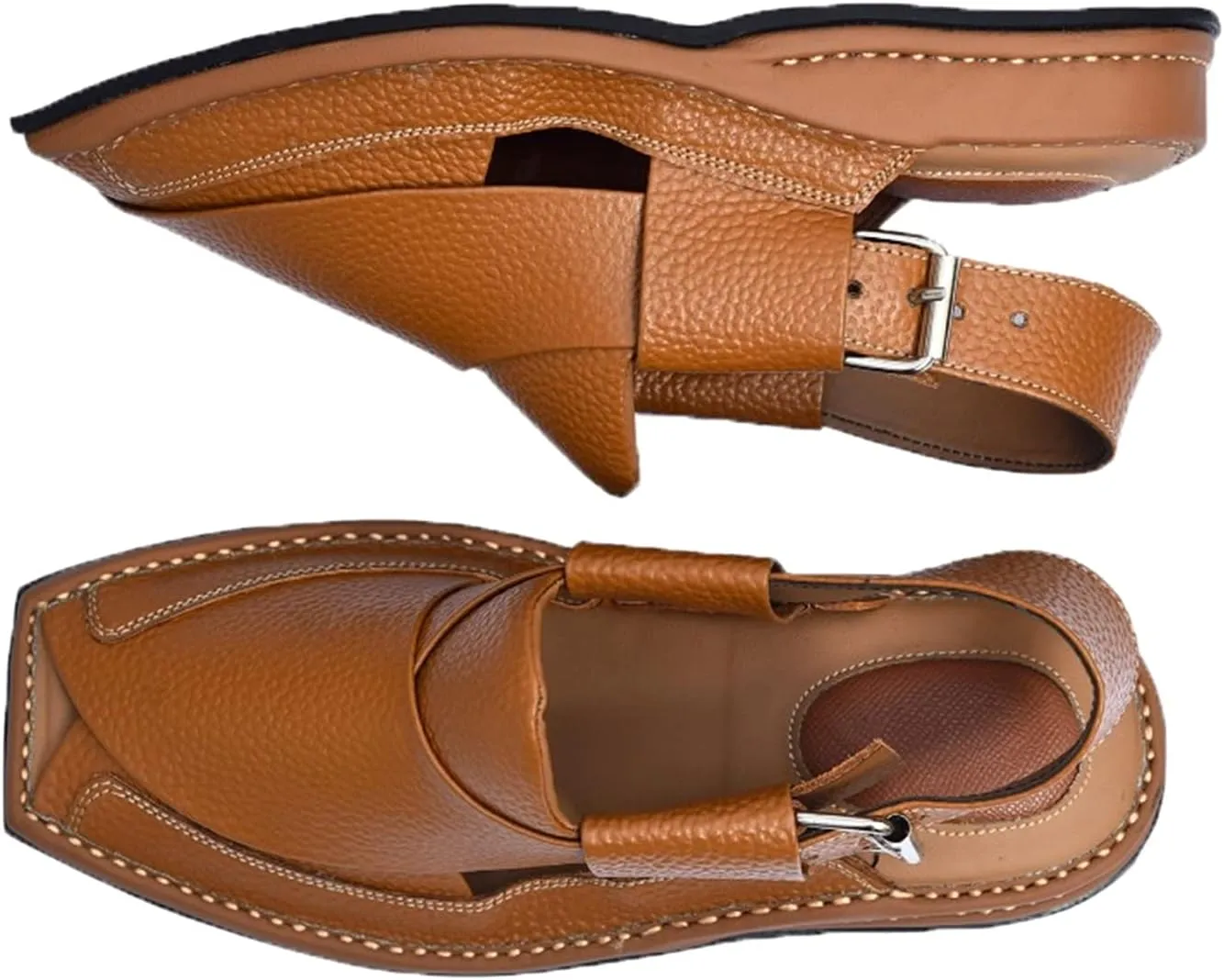 SKY-SELLER Mens Footwear Handmade Sandals Double Sole Cowhide Leather Shoes - Aesthetic Outdoor Chappal for Men Boot