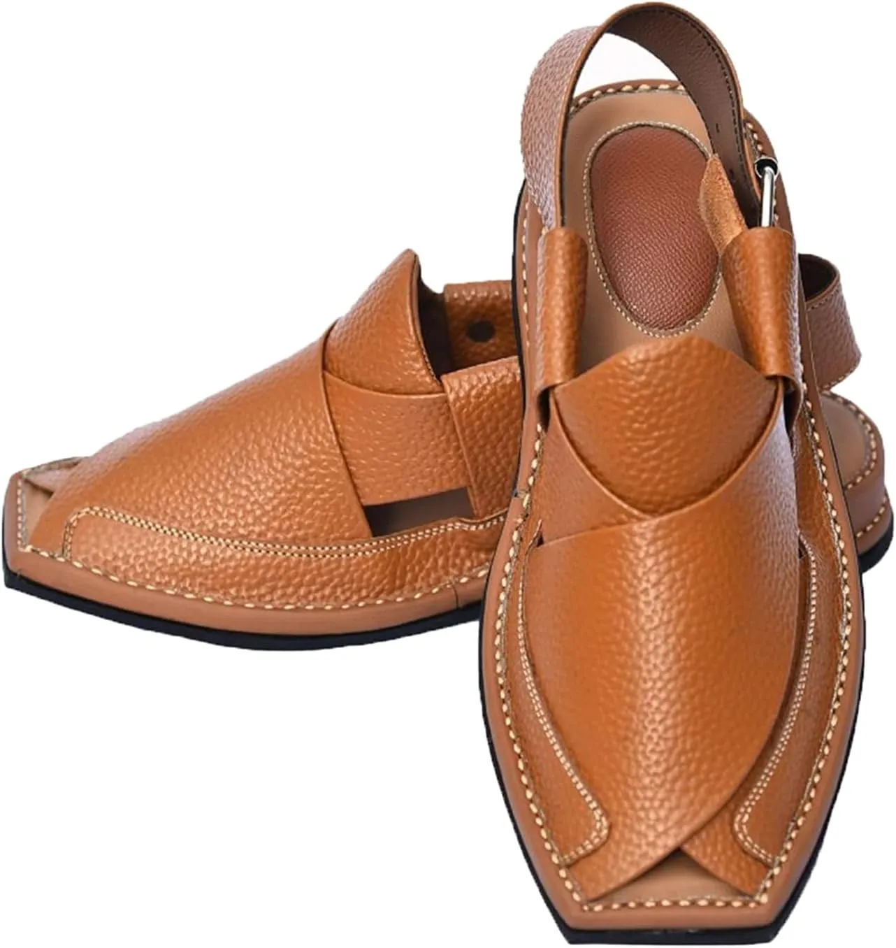 SKY-SELLER Mens Footwear Handmade Sandals Double Sole Cowhide Leather Shoes - Aesthetic Outdoor Chappal for Men Boot