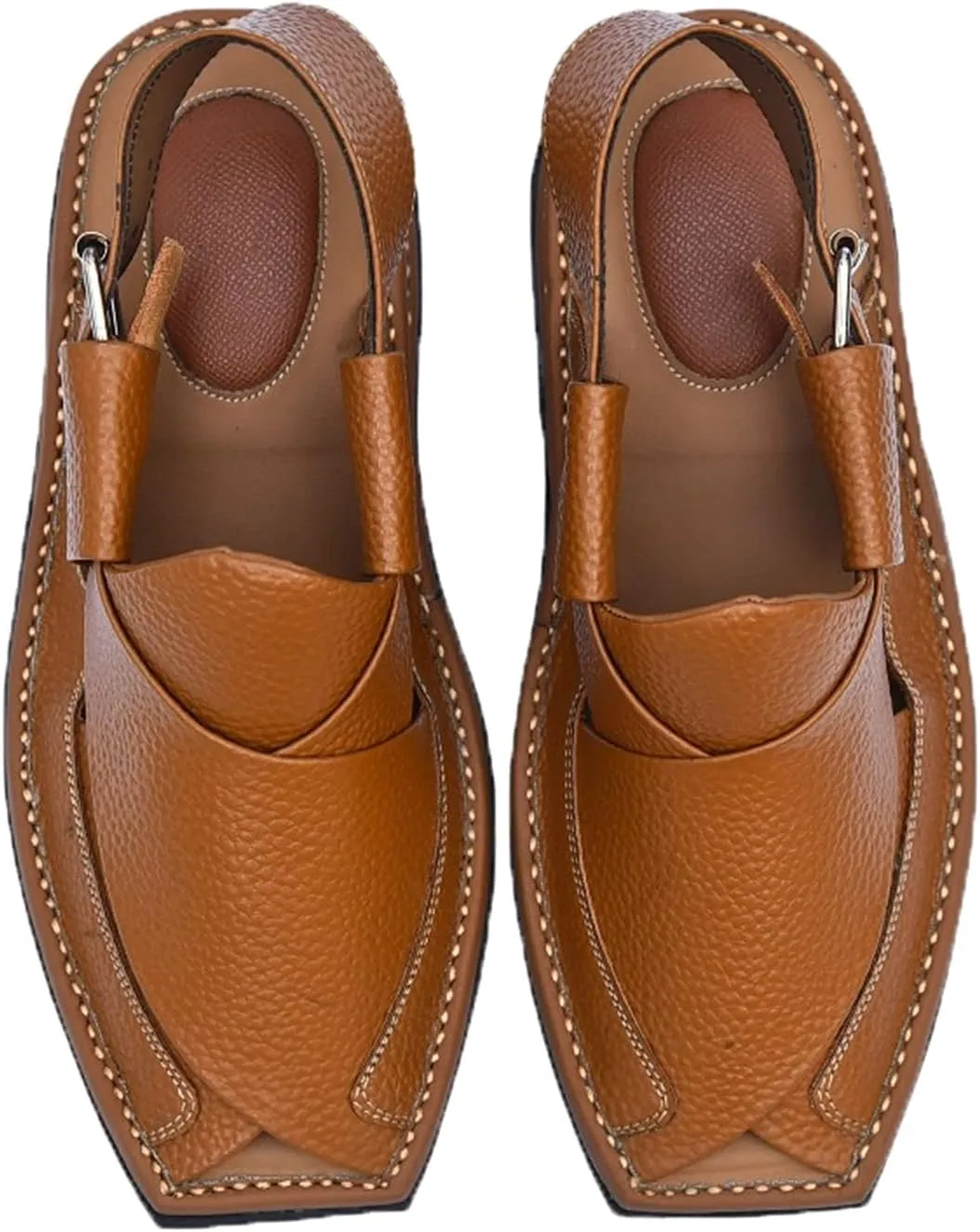 SKY-SELLER Mens Footwear Handmade Sandals Double Sole Cowhide Leather Shoes - Aesthetic Outdoor Chappal for Men Boot