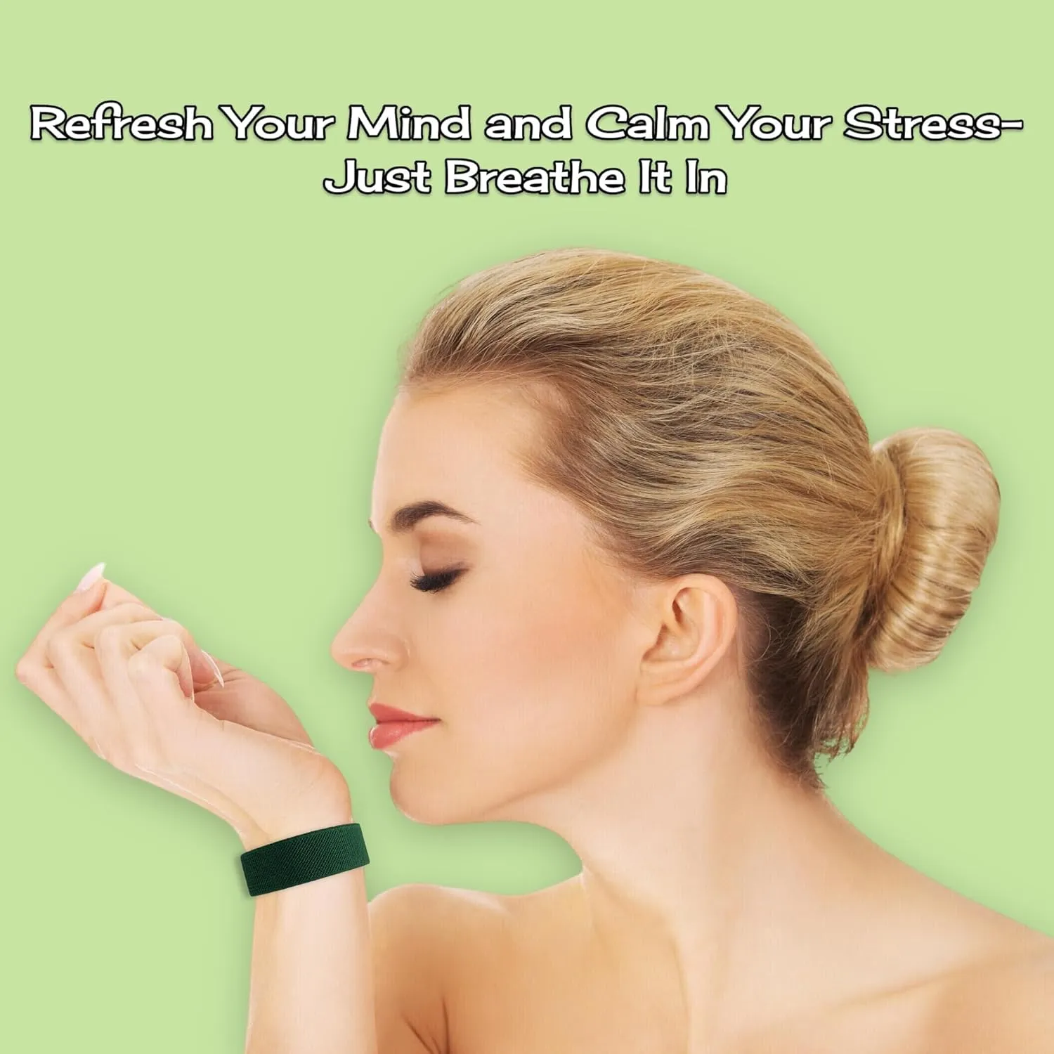 Sleep Bracelet – Lavender-Infused Acupressure Band for Stress, Fatigue & Relaxation – Multi-Symptom Design - Black Stretch Slip On Band
