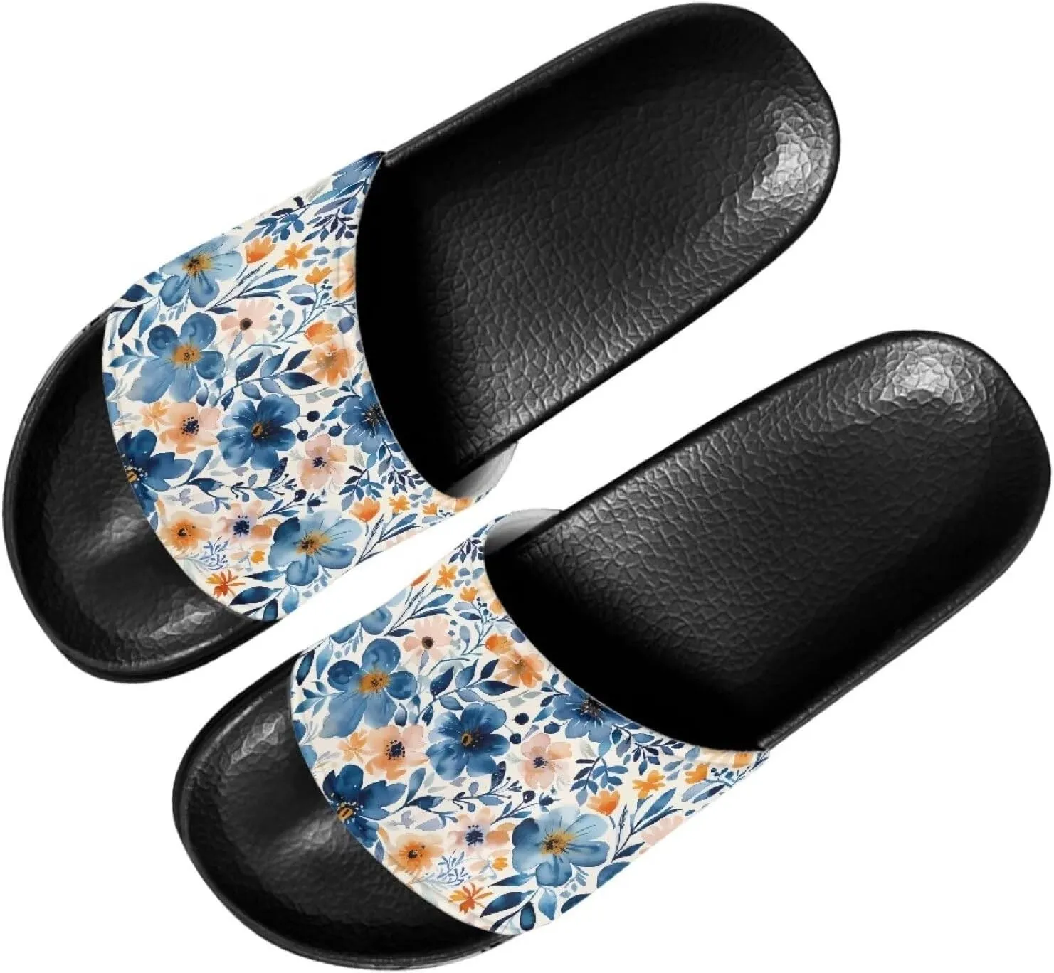 Slide Sandals for Women Girls Lightweight Non Slip Shower Shoes Comfotable Open Toe Single Band Slide Sandals Size 6-13.5