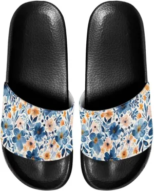 Slide Sandals for Women Girls Lightweight Non Slip Shower Shoes Comfotable Open Toe Single Band Slide Sandals Size 6-13.5