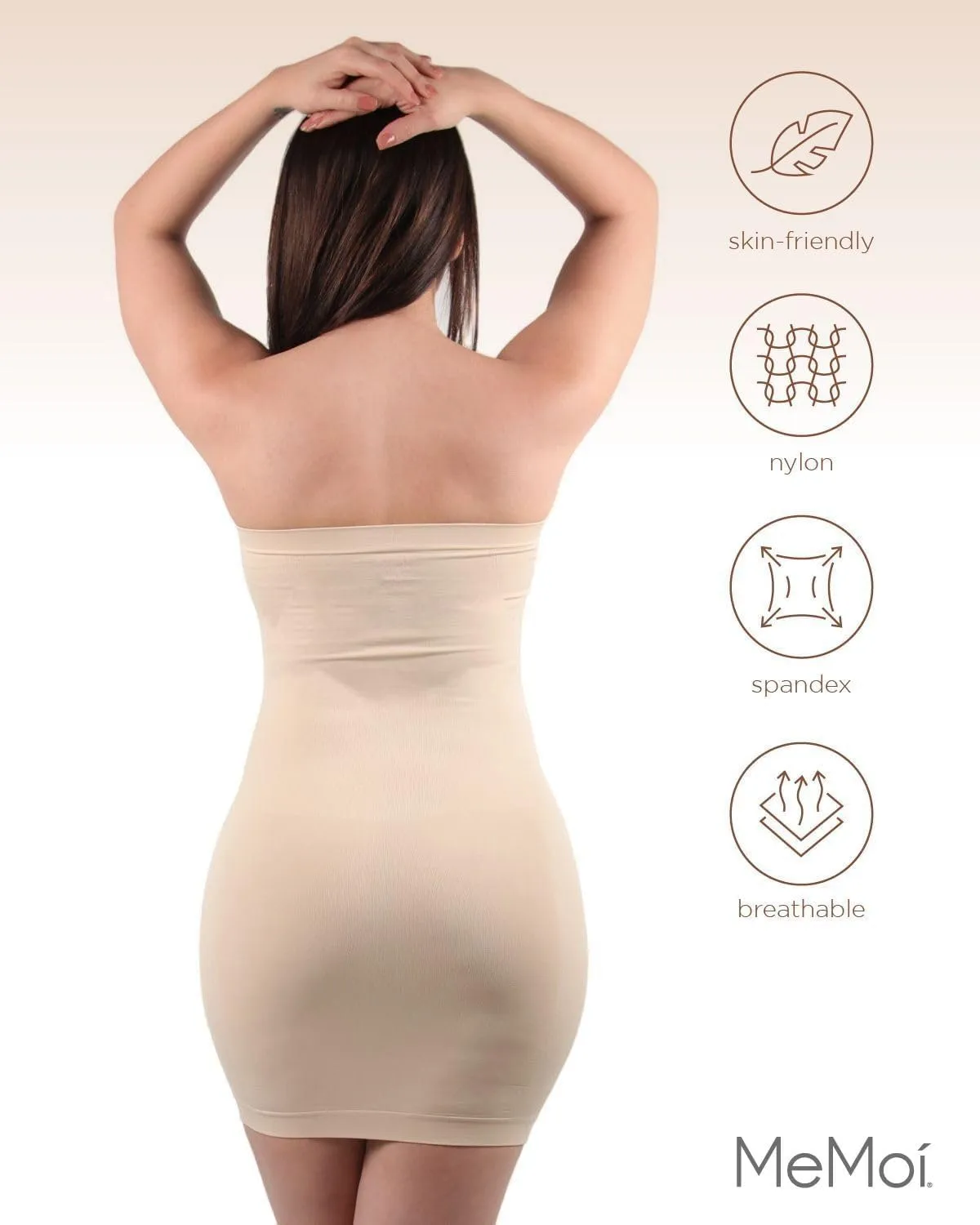 SlimMe Strapless Slips for Under Dresses, Women's Shapewear Slips, Comfortable and Breathable Tummy Control Slip - Sizes S-XL