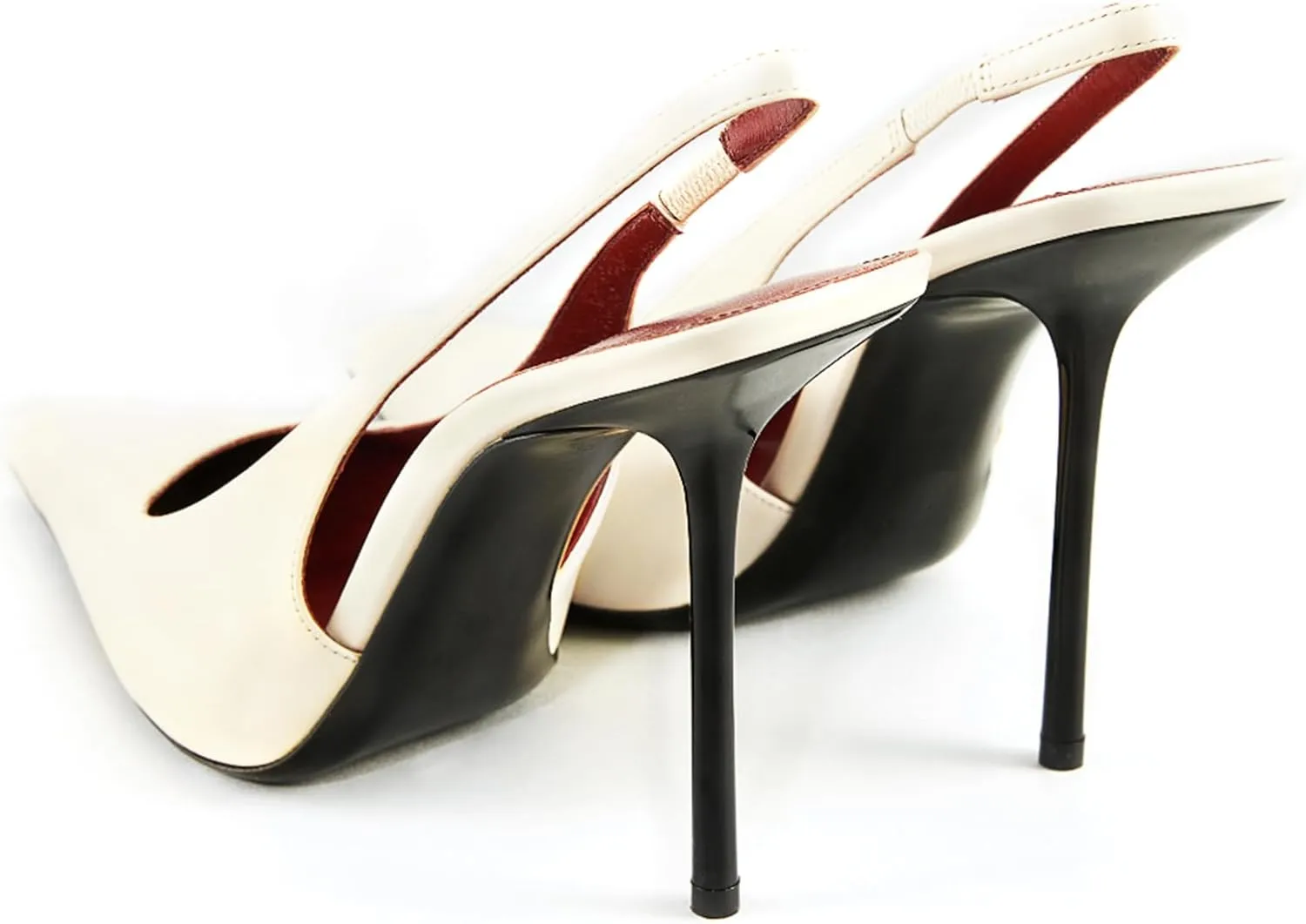 Slingback Heels for Women Pointed Toe Stiletto High Heels Stretch Slip on Backless Patent Leather Fashion Comfortable Dress Pumps Shoes