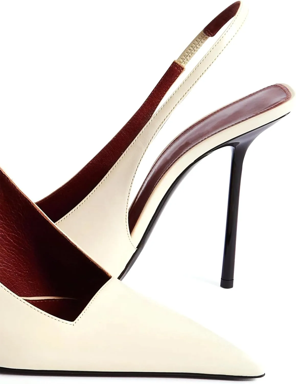 Slingback Heels for Women Pointed Toe Stiletto High Heels Stretch Slip on Backless Patent Leather Fashion Comfortable Dress Pumps Shoes