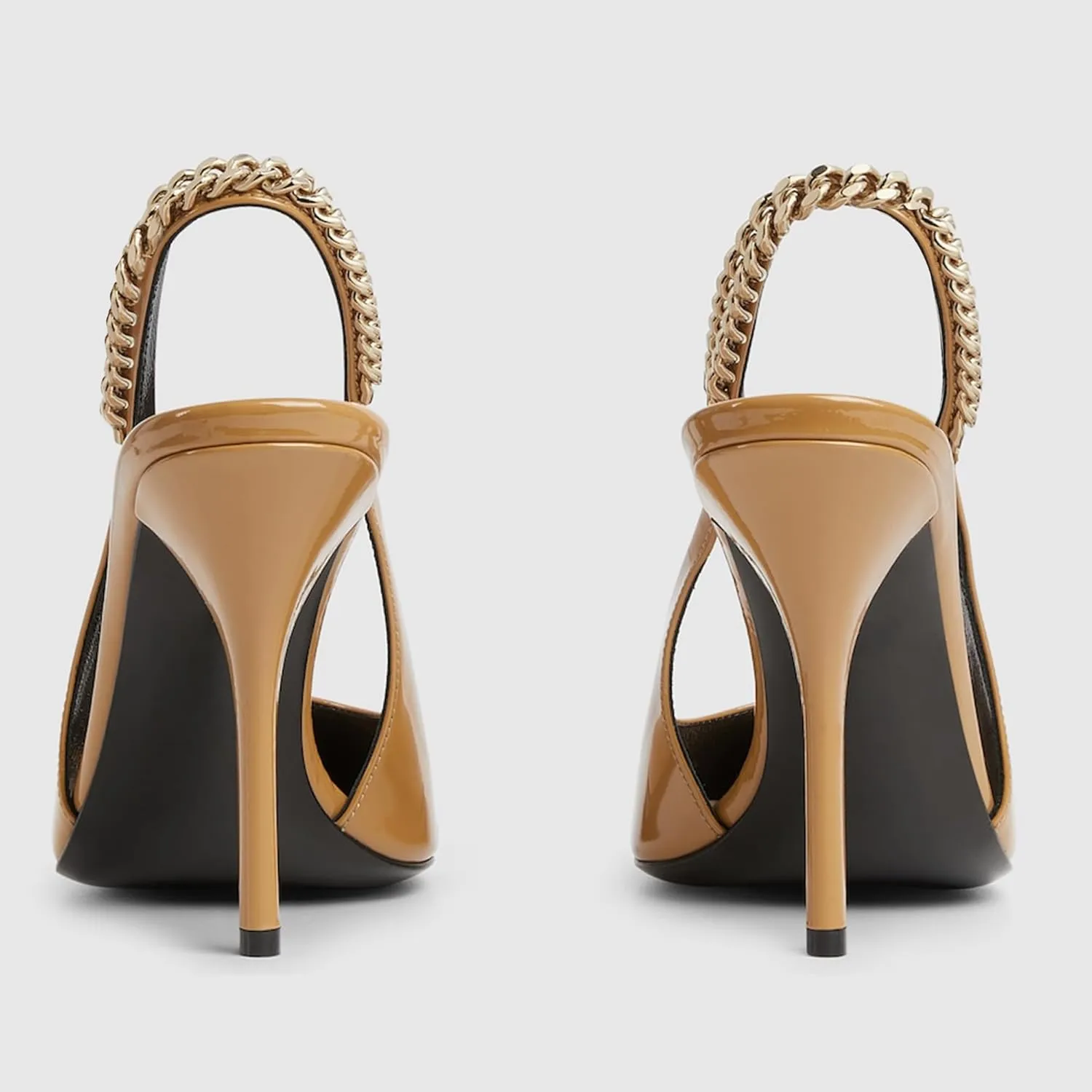 Slingback High Heels for Women Patent Leather Pointed Toe Stiletto Stretch Metal Strap Slip On Backless Pumps Casual Dress Shoes