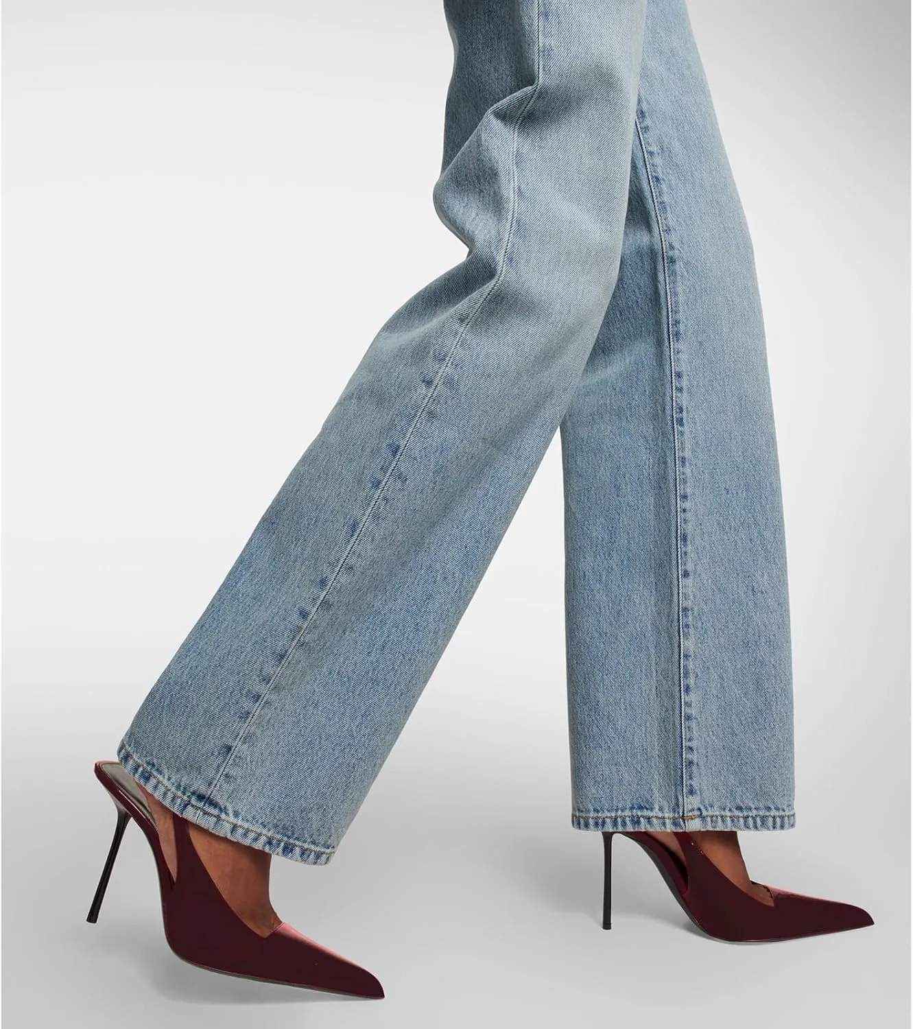 Slingback Stiletto Heels for Women Pointed Toe Slip On Patent Leather Pumps Backless Stretch Strap Dress High Heels