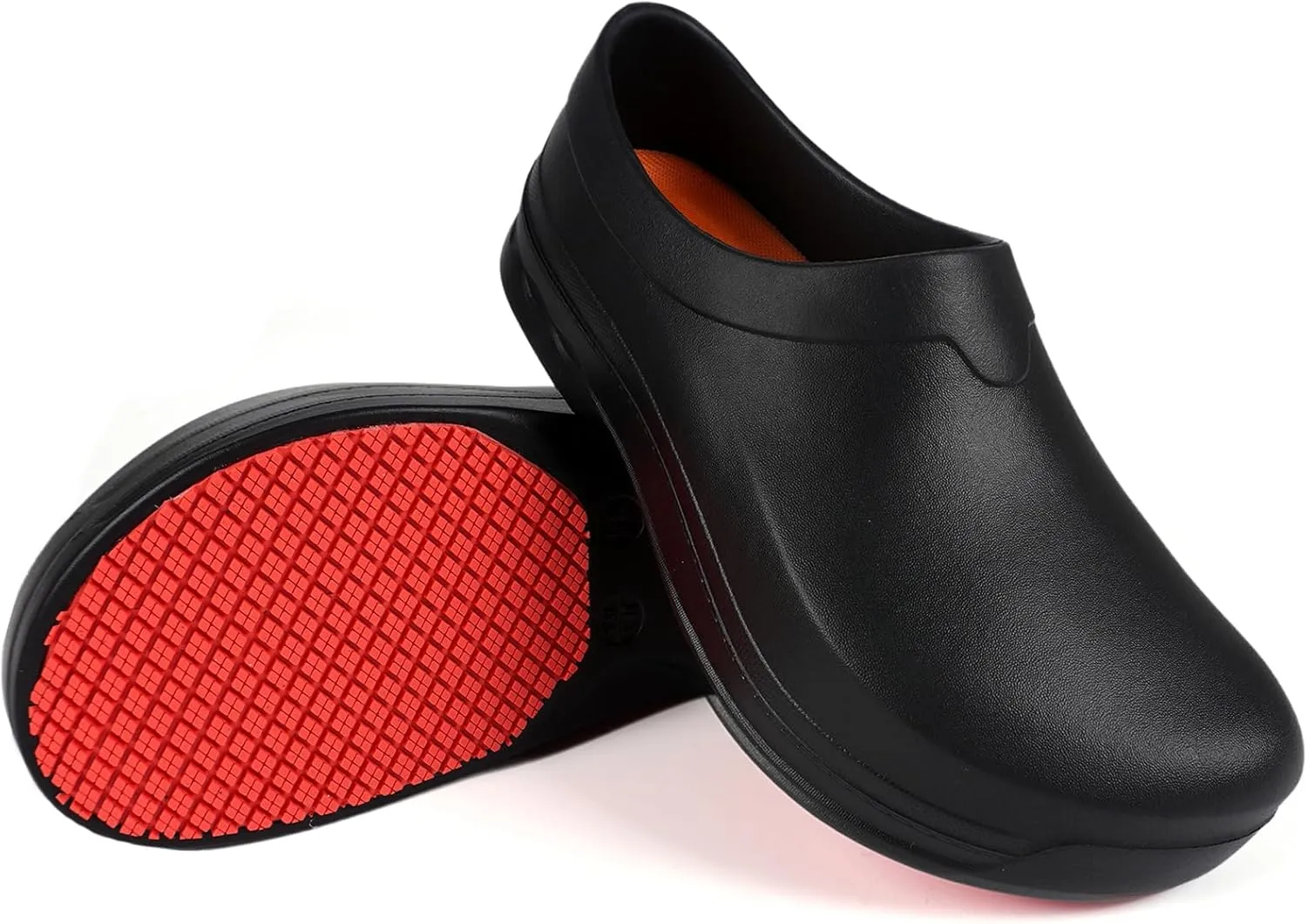 Slip Resistant Shoes for Kitchen/Chef/Garden/Nurse Non Slip Work Shoes for Men & Women Durable & Comfortable Black Clogs for Professional Safety(6-11Men/8-12.5Women)