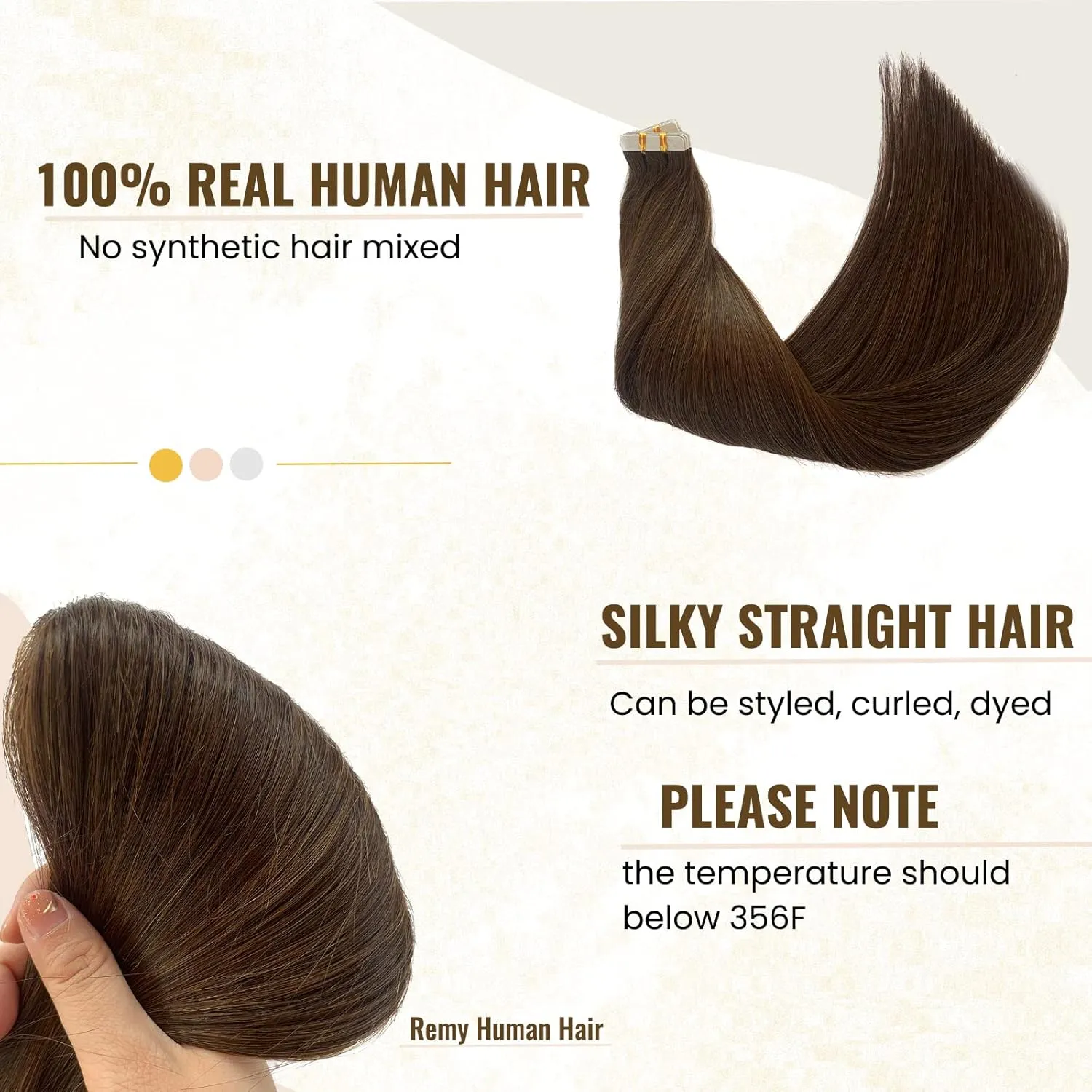 Smavida Medium Brown 20pcs 50g/pack 12 Inch Tape in Hair Extensions - 100% Remy Human Hair, Silky Straight, Thick for Girls/Women