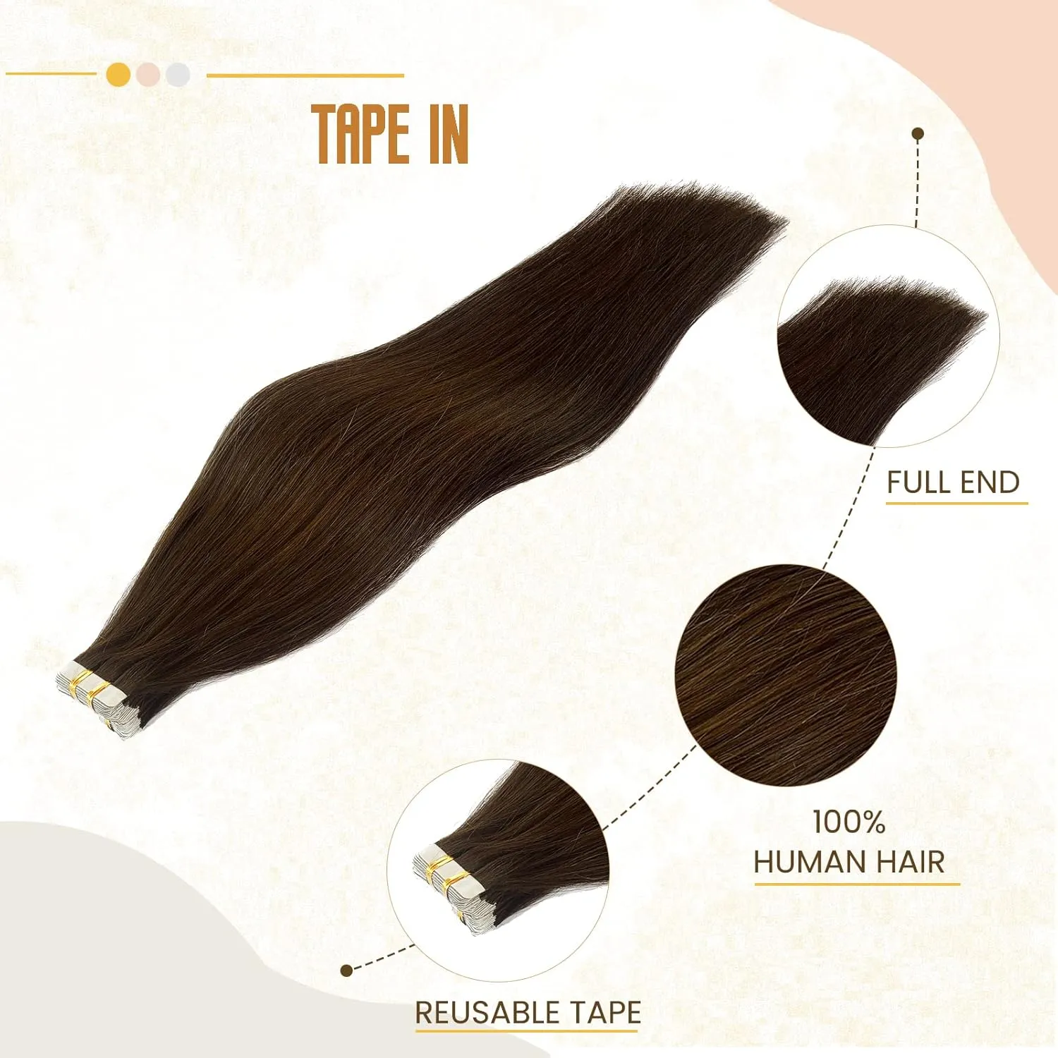 Smavida Medium Brown 20pcs 50g/pack 12 Inch Tape in Hair Extensions - 100% Remy Human Hair, Silky Straight, Thick for Girls/Women