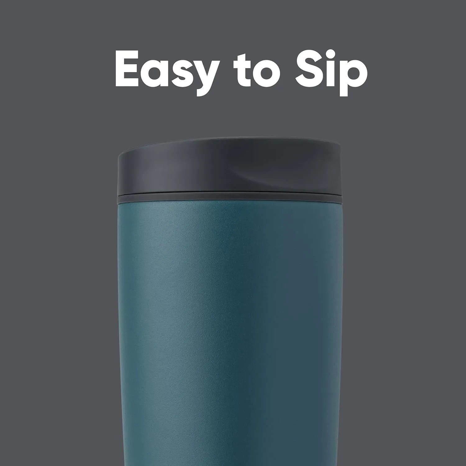 SmoothSip Slider Insulated Stainless Steel Coffee Tumbler, Reusable Iced Coffee Cup, Hot Coffee Travel Mug, BPA Free 20 oz, Grey/Blue (High Dive)