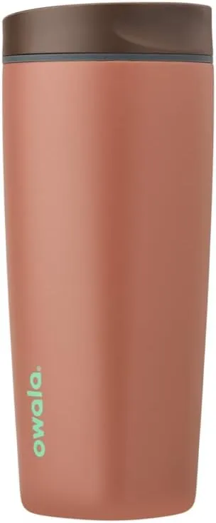 SmoothSip Slider Insulated Stainless Steel Coffee Tumbler, Reusable Iced Coffee Cup, Hot Coffee Travel Mug, BPA Free 20 oz, Grey/Brown (Cozy Cocoa)