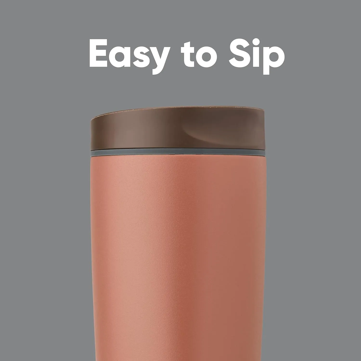 SmoothSip Slider Insulated Stainless Steel Coffee Tumbler, Reusable Iced Coffee Cup, Hot Coffee Travel Mug, BPA Free 20 oz, Grey/Brown (Cozy Cocoa)