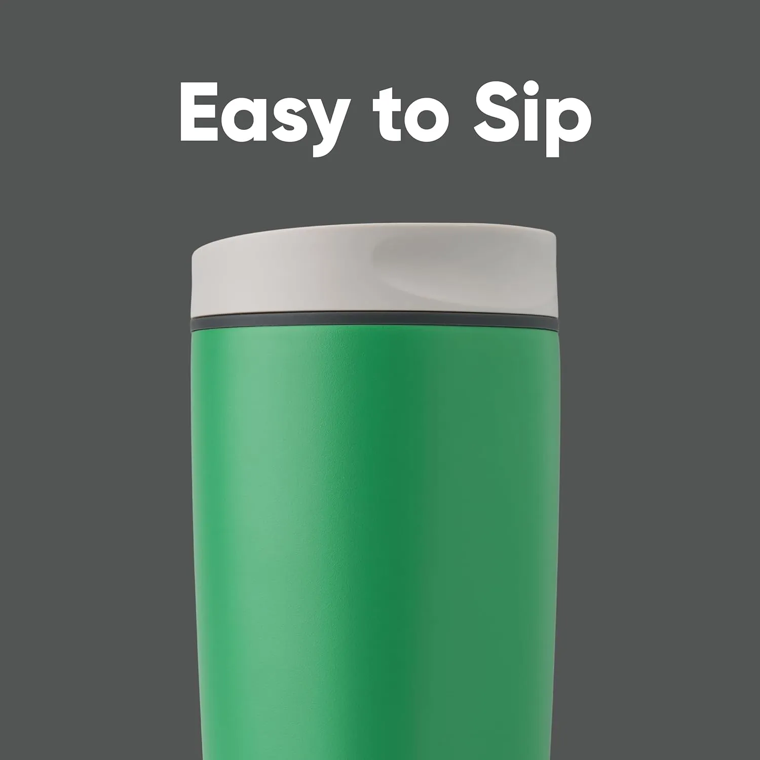 SmoothSip Slider Insulated Stainless Steel Coffee Tumbler, Reusable Iced Coffee Cup, Hot Coffee Travel Mug, BPA Free 20 oz, Grey/Green (Sour Apple)