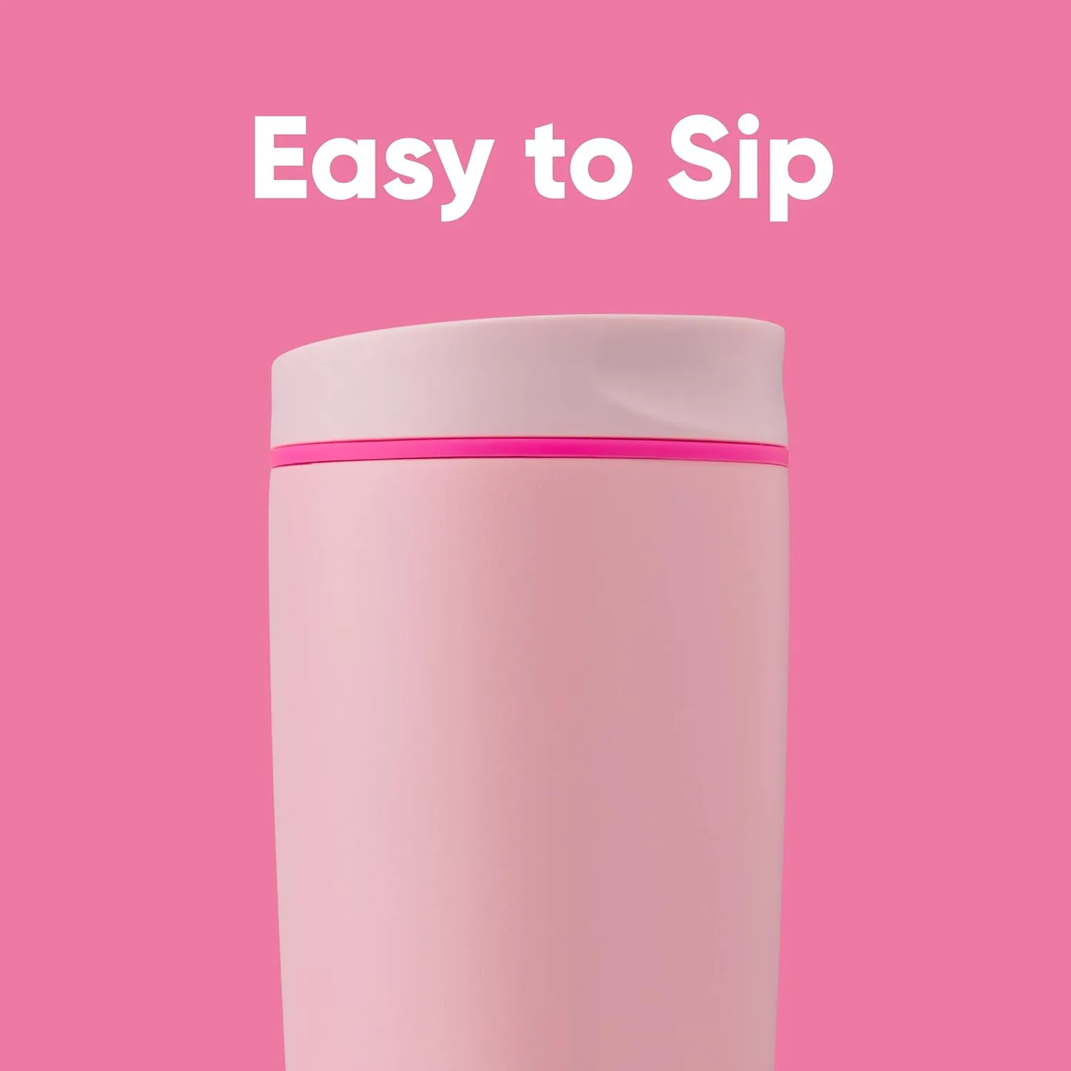 SmoothSip Slider Insulated Stainless Steel Coffee Tumbler, Reusable Iced Coffee Cup, Hot Coffee Travel Mug, BPA Free 20 oz, Pink (Pucker Up)