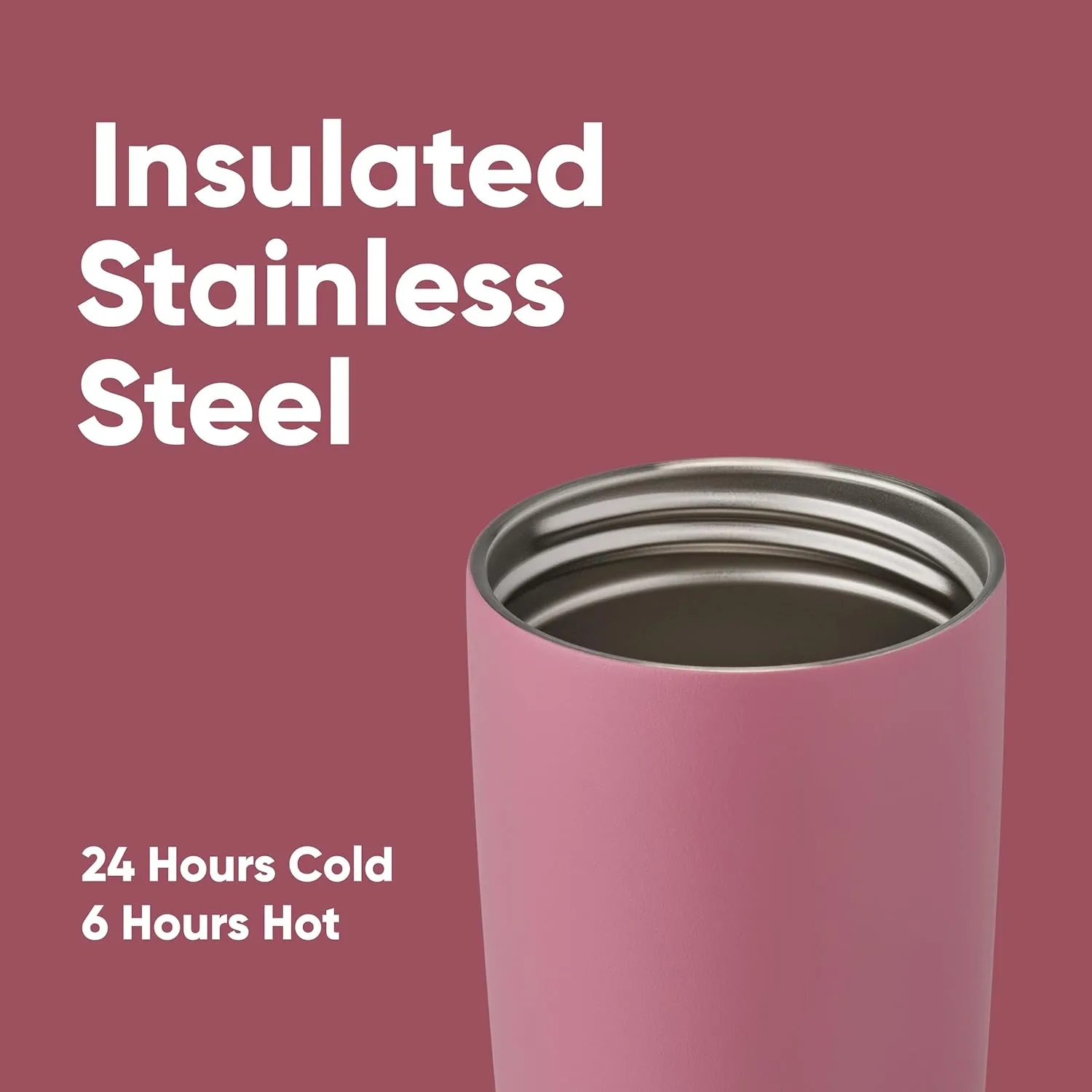 SmoothSip Slider Insulated Stainless Steel Coffee Tumbler, Reusable Iced Coffee Cup, Hot Coffee Travel Mug, BPA Free 20 oz, Purple/Pink (Crochet Queen)