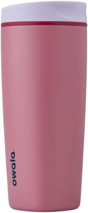 SmoothSip Slider Insulated Stainless Steel Coffee Tumbler, Reusable Iced Coffee Cup, Hot Coffee Travel Mug, BPA Free 20 oz, Purple/Pink (Crochet Queen)