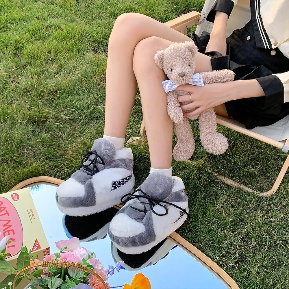 Sneaker Slippers Non Slip Sole Indoor House Plush Slippers Unisex Indoor Floor Cotton Shoes