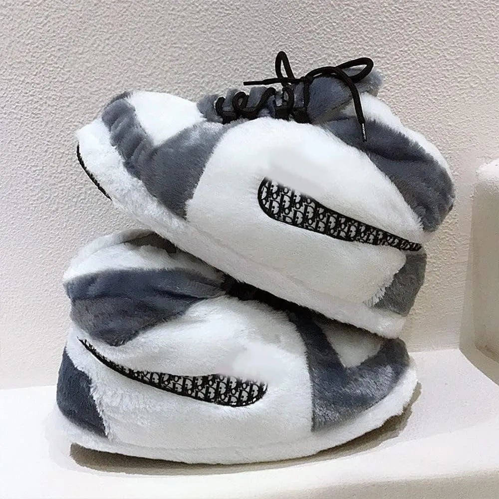 Sneaker Slippers Non Slip Sole Indoor House Plush Slippers Unisex Indoor Floor Cotton Shoes