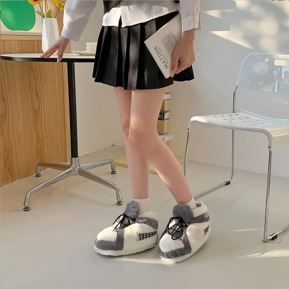 Sneaker Slippers Non Slip Sole Indoor House Plush Slippers Unisex Indoor Floor Cotton Shoes